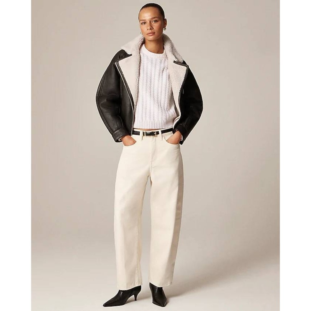 J. Crew Factory Off-White High-Rise Straight Jeans
